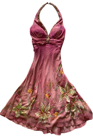 Pink Halter-Neck Midi Dress